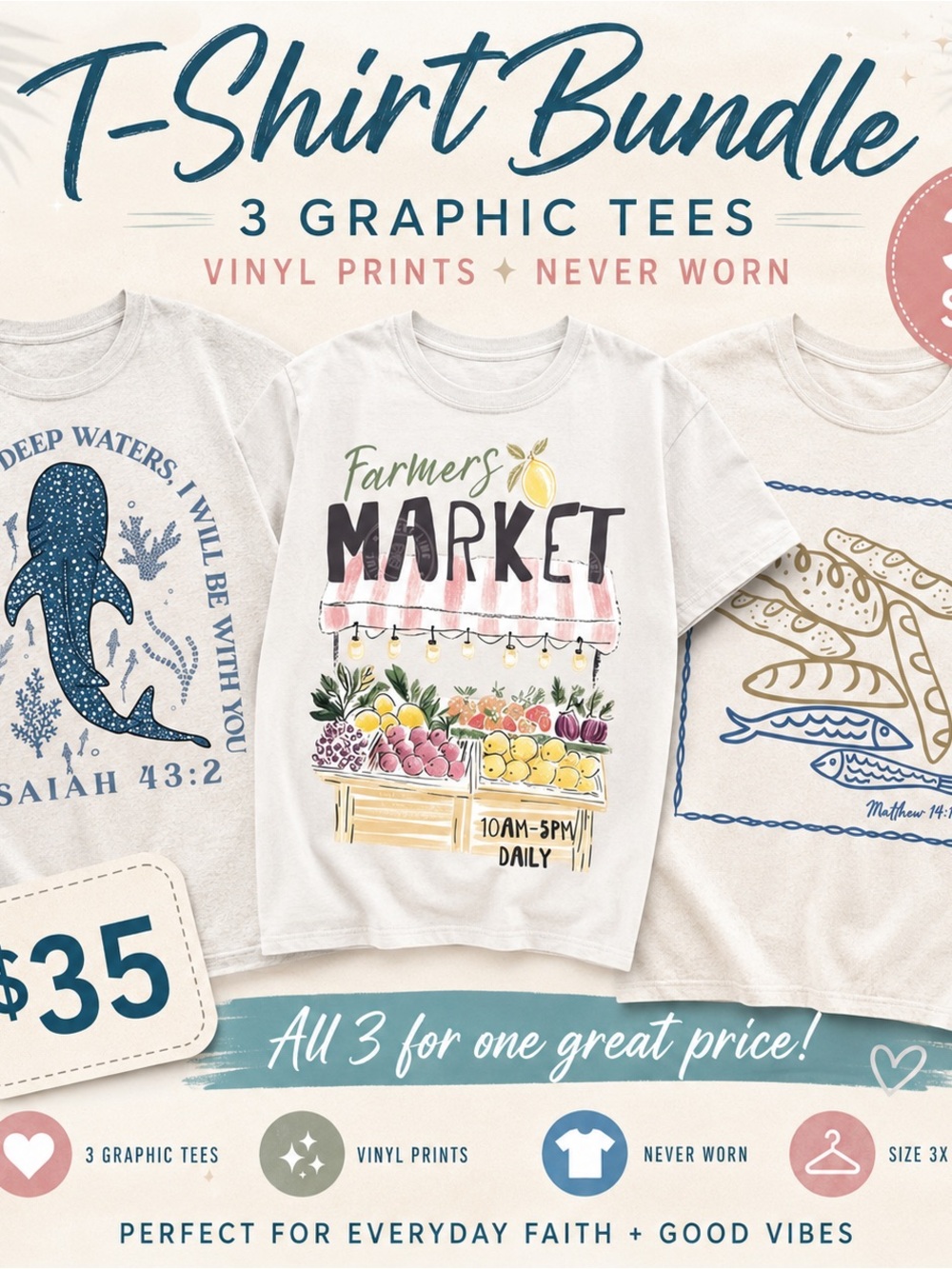 Farmers Market Graphic Tee - White - Unbranded